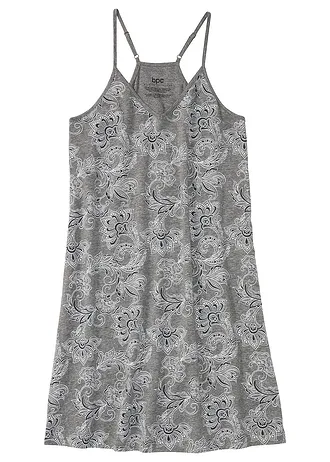 Chemise de nuit à bretelles spaghetti • gris chiné-blanc à motif • Boutique bonprix
