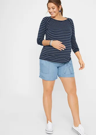 Short de grossesse léger en Lyocell et lin, Couleur: bleu clair denim