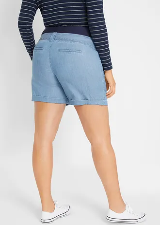 Short de grossesse léger en Lyocell et lin, Couleur: bleu clair denim