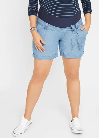 Lichte zwangerschapsshort met Lyocell en linnen, Kleur: lichtblauw denim
