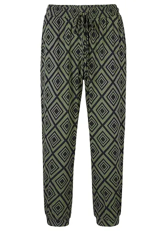 3/4 broek met print, Kleur: donkerkaki