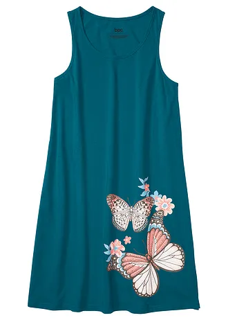 Chemise de nuit 100% coton • turquoise imprimé • Boutique bonprix