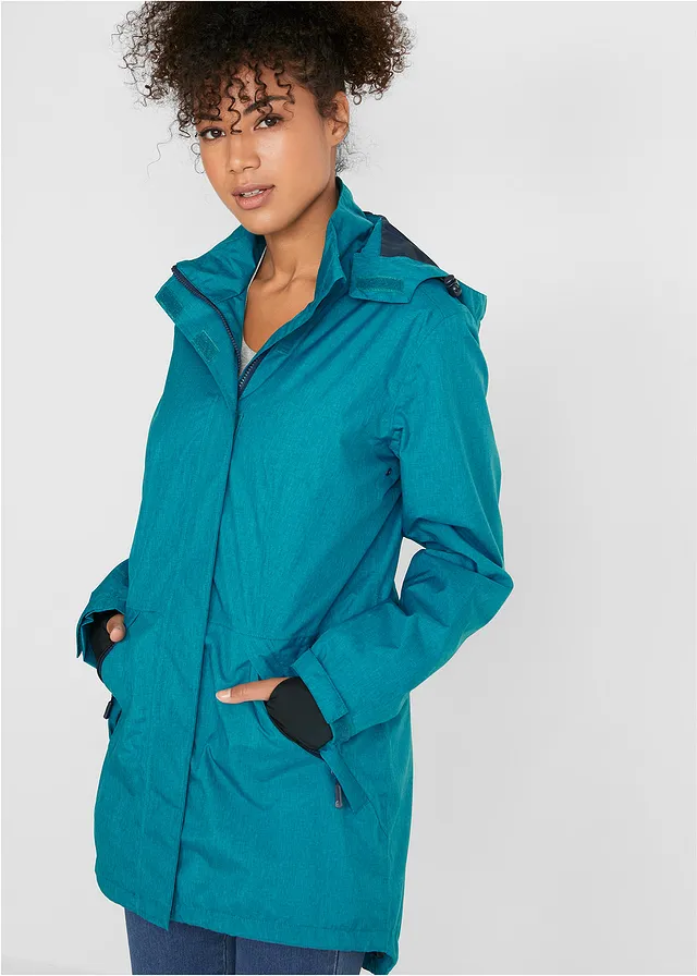 Parka technique imperméable, Couleur: bleu océan chiné