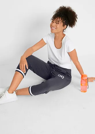 Jogging longueur 3/4 en coton extensible • bleu nuit imprimé • Boutique bonprix