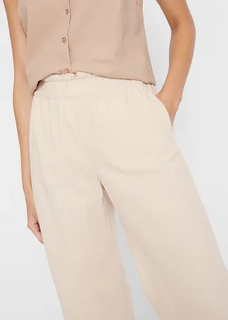 Culotte met linnen, tot op de kuit • kiezelbeige • bonprix online shop