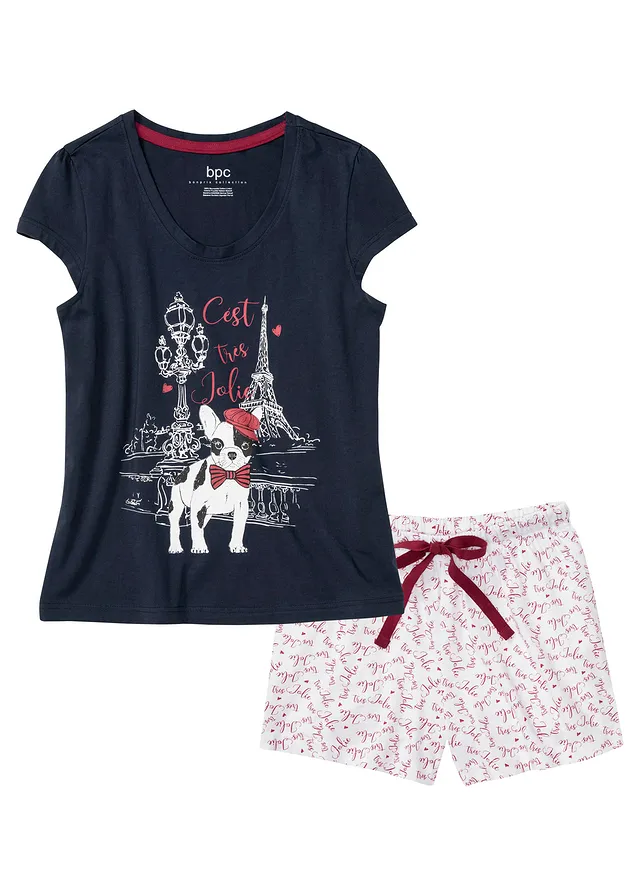 Pijama cu pantaloni scurți din bumbac 100%