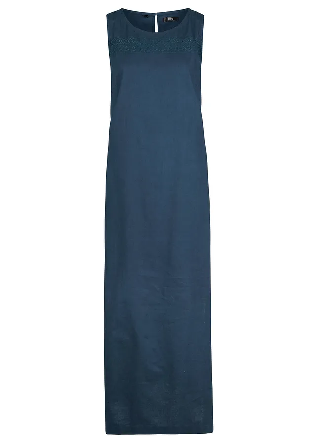 Rochie lungă in, cu dantelă perforată pe piept