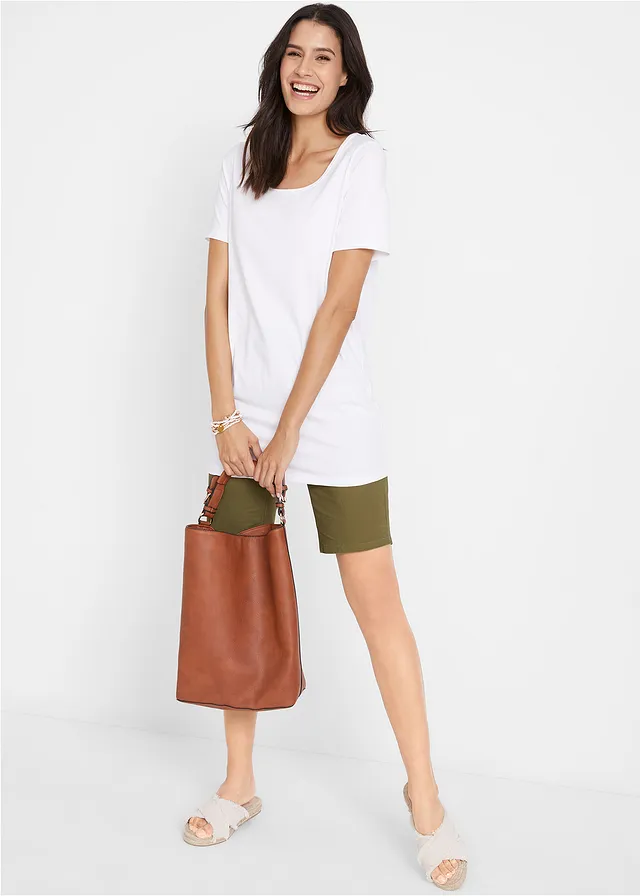 Lang basic T-shirt (set van 2) • donkerblauw/wit • bonprix online shop