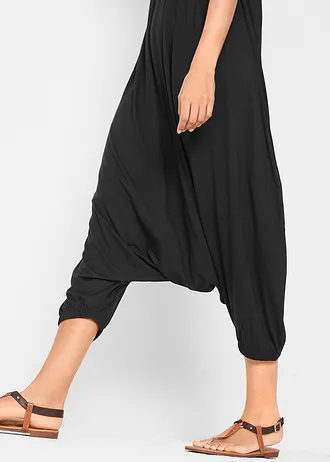 Overal s harémovými kalhotami, ze směsi s viskózou • černá • bonprix obchod