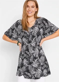 Shirt tuniek met V-hals en kimonomouwen