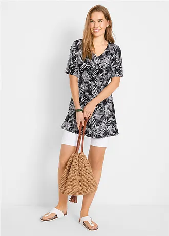 Tunique longue en viscose fluide • noir-blanc imprimé • Boutique bonprix