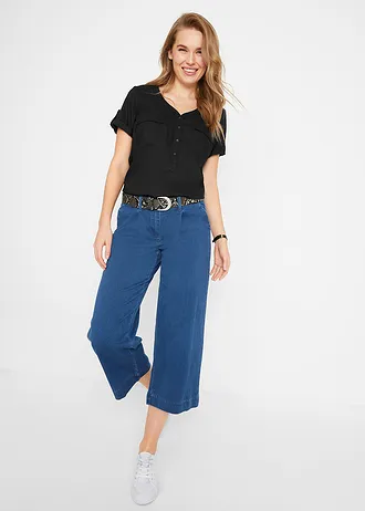 Viskózová halenka, krátký rukáv, barva: černá