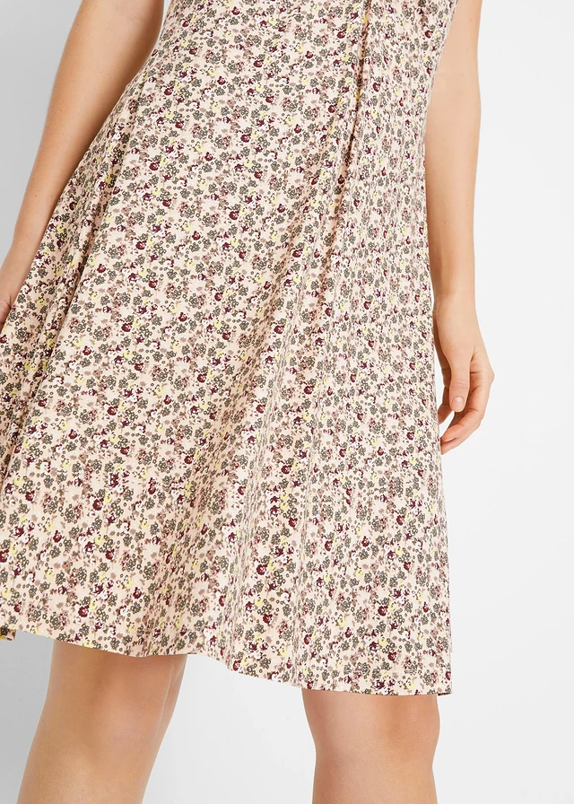 Robe en jersey longueur genou en viscose mélangée • pêche clair à fleurs • product-page.page-title-suffix