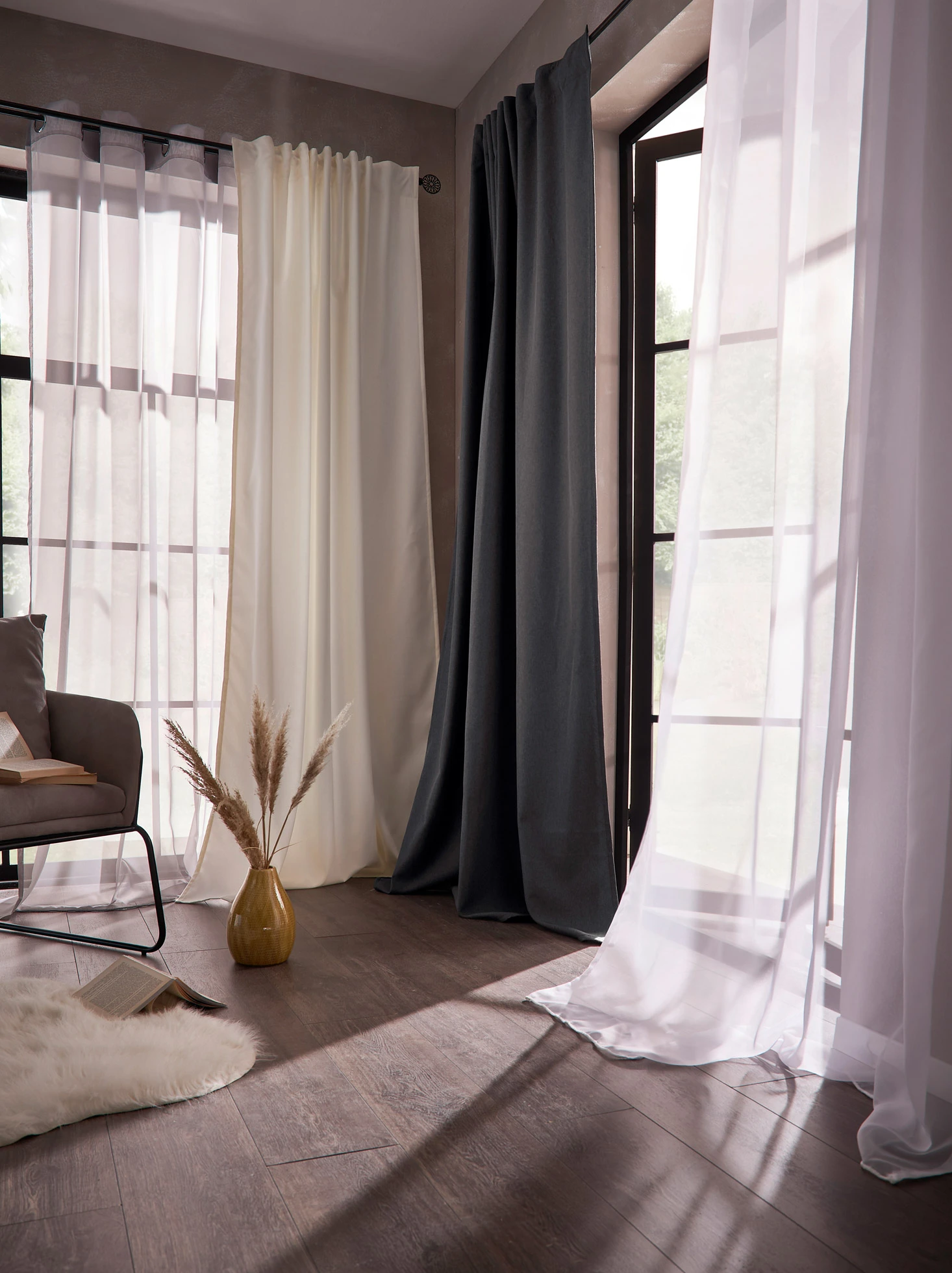 Thermo függöny puha polár hátoldallal, extra hosszú méretben is  (1 db) • fehér • bonprix áruház