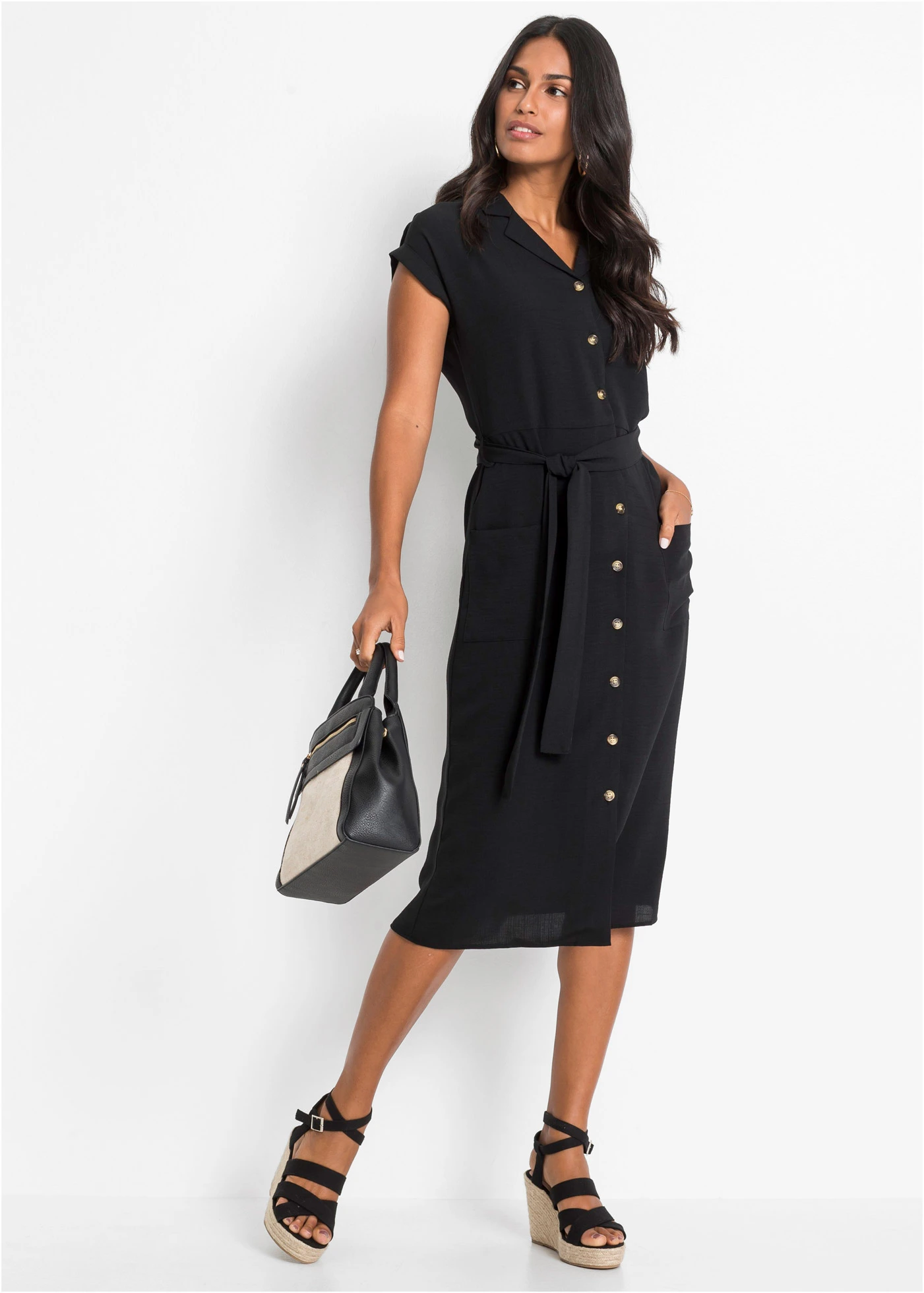 Rochie-bluză cu cordon • negru • magazin bonprix