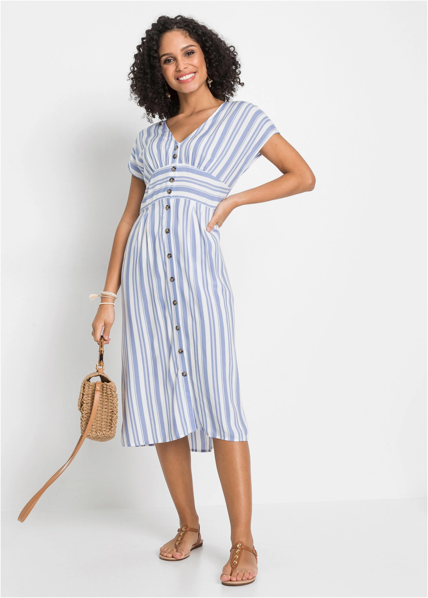 Rochie din viscoză moale • bleu-alb dungat • magazin bonprix