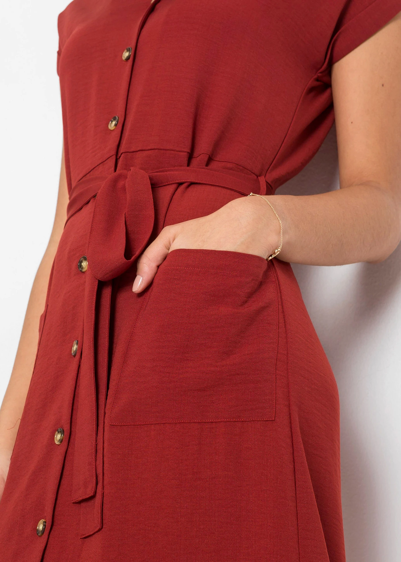 Blousejurk met strikceintuur • roestkleur • bonprix online shop