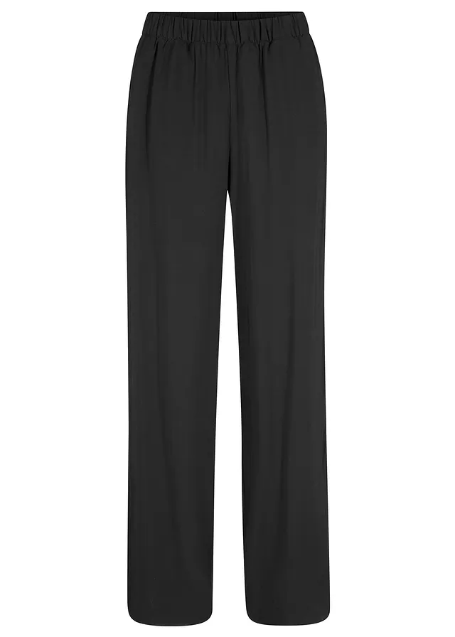 Pantaloni largi din viscoză cu talie elastică