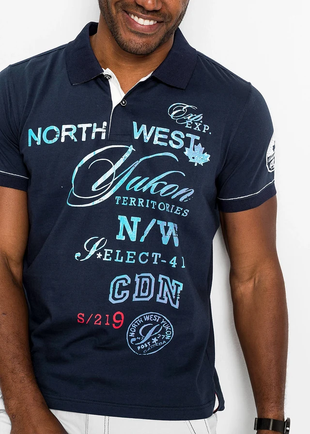 Polo en jersey • bleu foncé imprimé • product-page.page-title-suffix