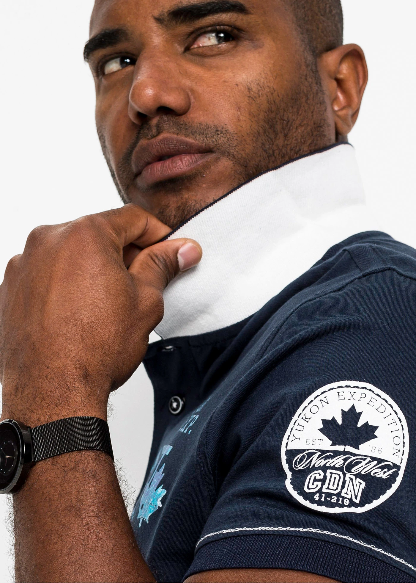 Polo en jersey • bleu foncé imprimé • Boutique bonprix