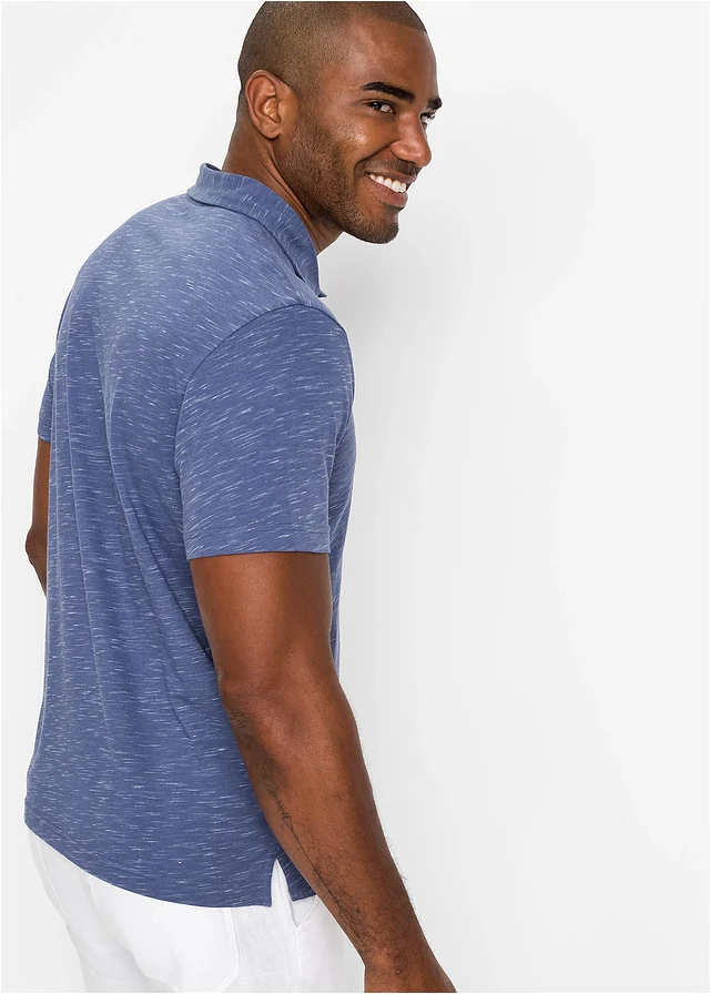 Polo manches courtes, Couleur: indigo chiné