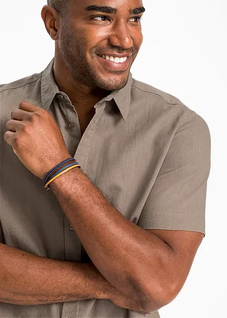 Rövid ujjú ing szellős lenvászon keverékből • szürkésbarna • bonprix áruház