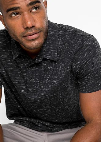 Tricou polo cu mânecă scurtă • negru melanj • magazin bonprix
