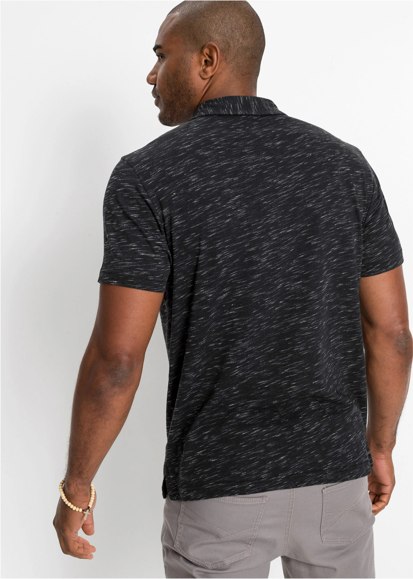 Tricou polo cu mânecă scurtă • negru melanj • magazin bonprix