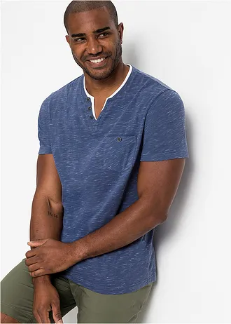 Tricou 2 în1 cu mâneci scurte • indigo melanj • magazin bonprix
