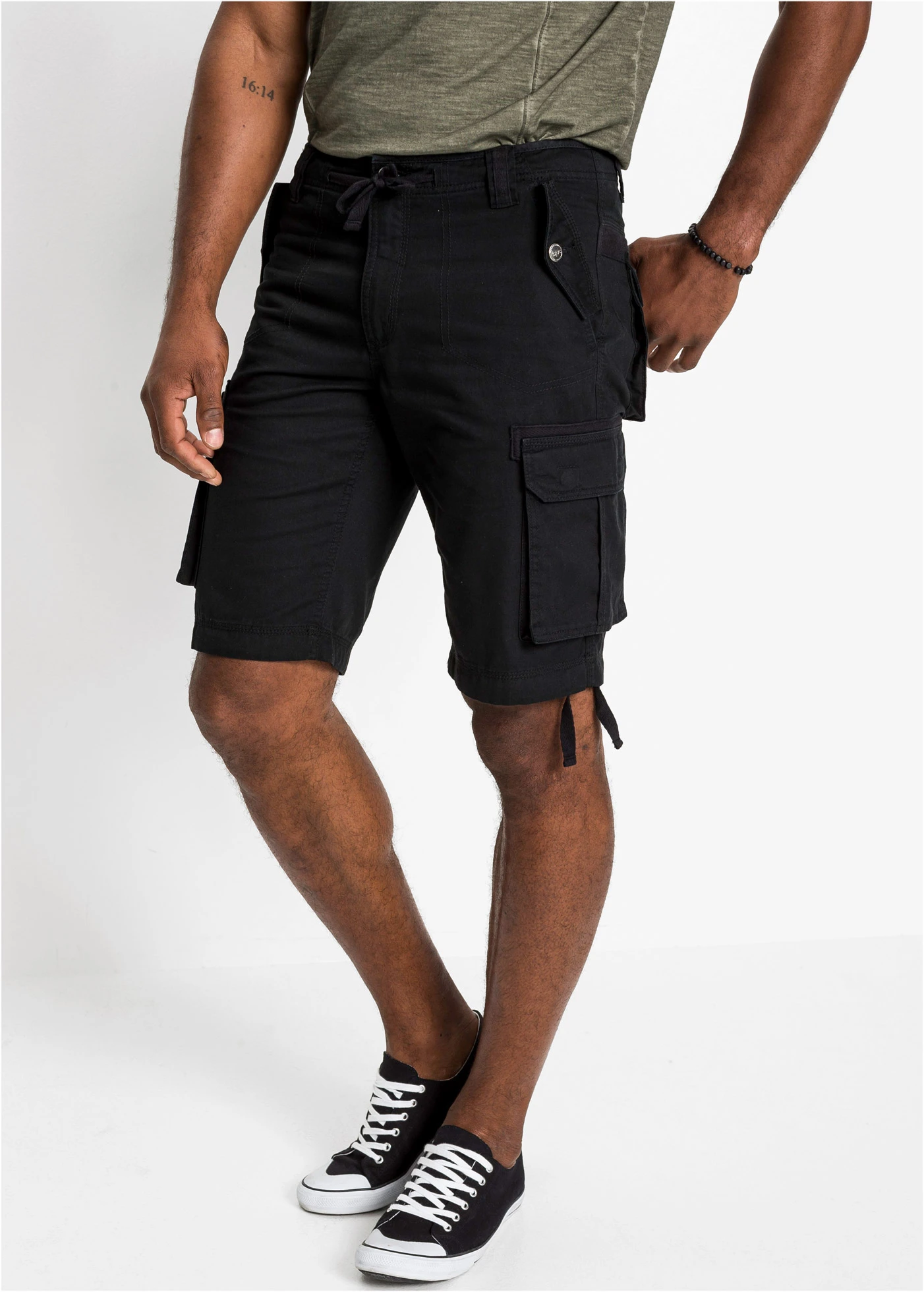 Cargo-bermuda tiszta pamutból, Regular Fit • fekete • bonprix áruház