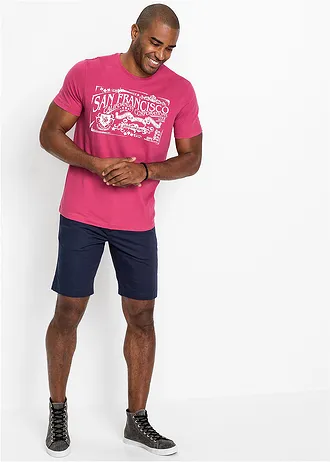 Chino bermuda, regular fit, Kleur: donkerblauw - mat turkoois