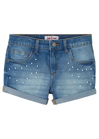 Jeansshort mid waist, Kleur: blauw denim