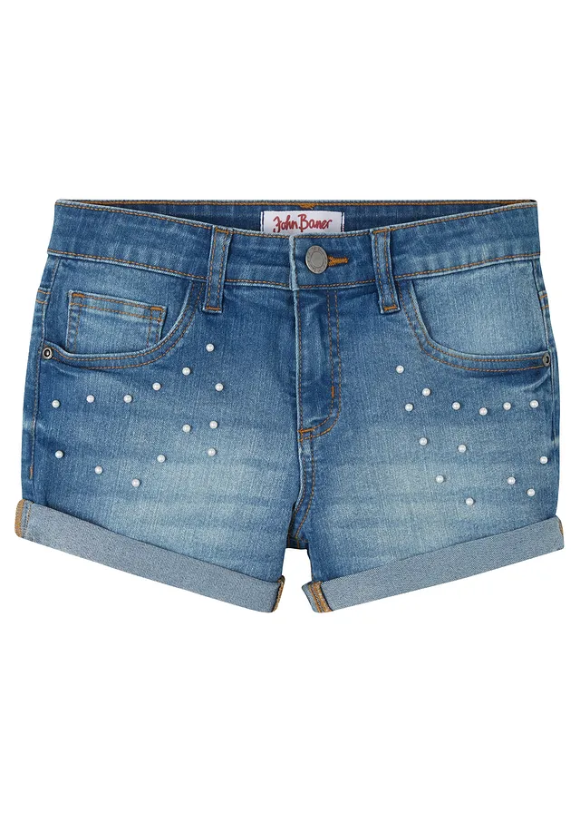 Short en jean taille mi-haute, Couleur: bleu denim