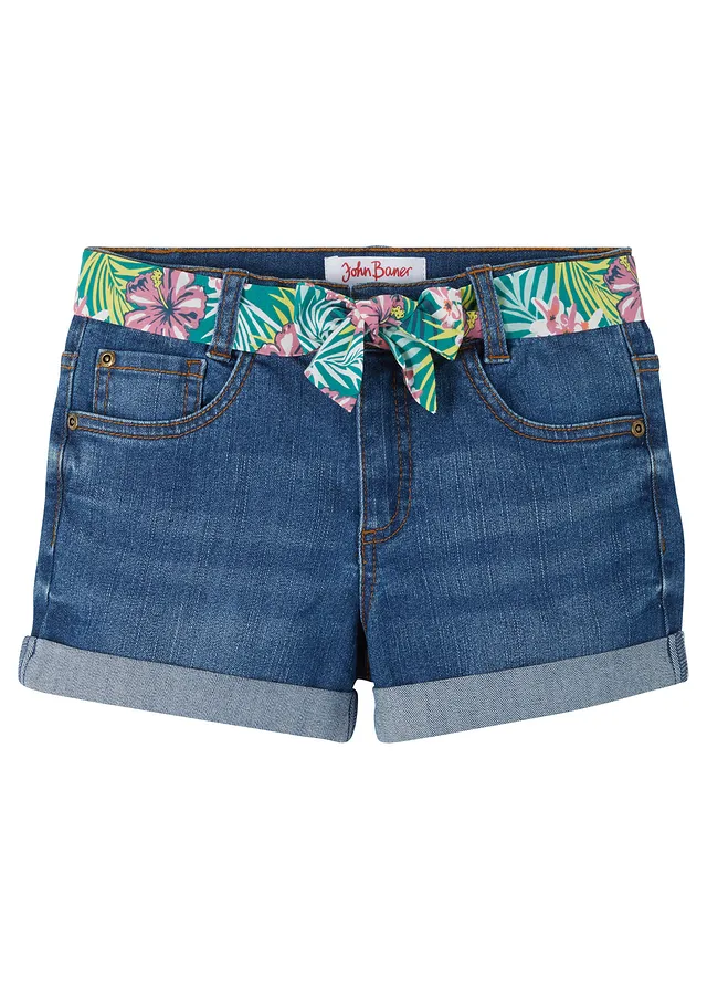 Pantaloni scurți de blugi stretch, cu cordon