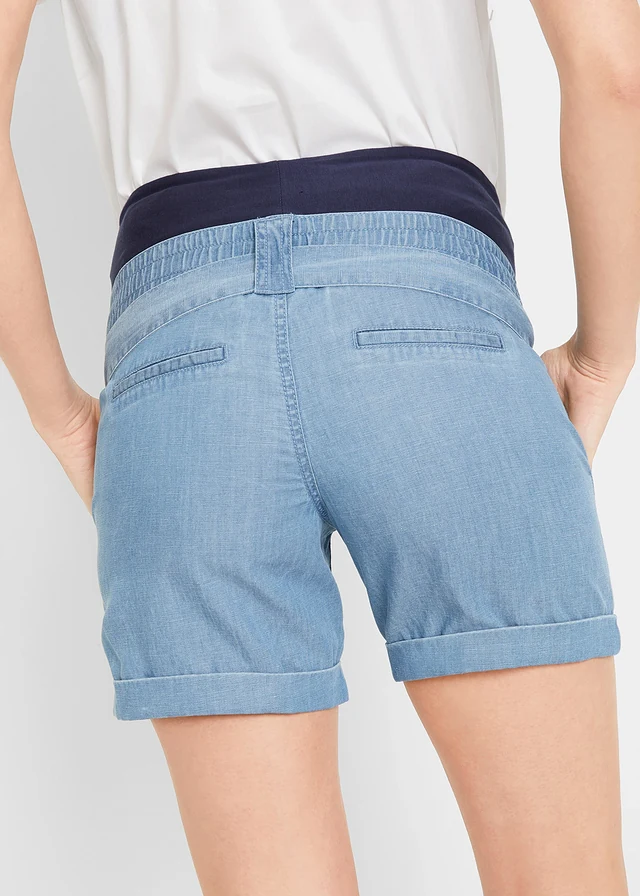 Lichte zwangerschapsshort met Lyocell en linnen • lichtblauw denim • product-page.page-title-suffix