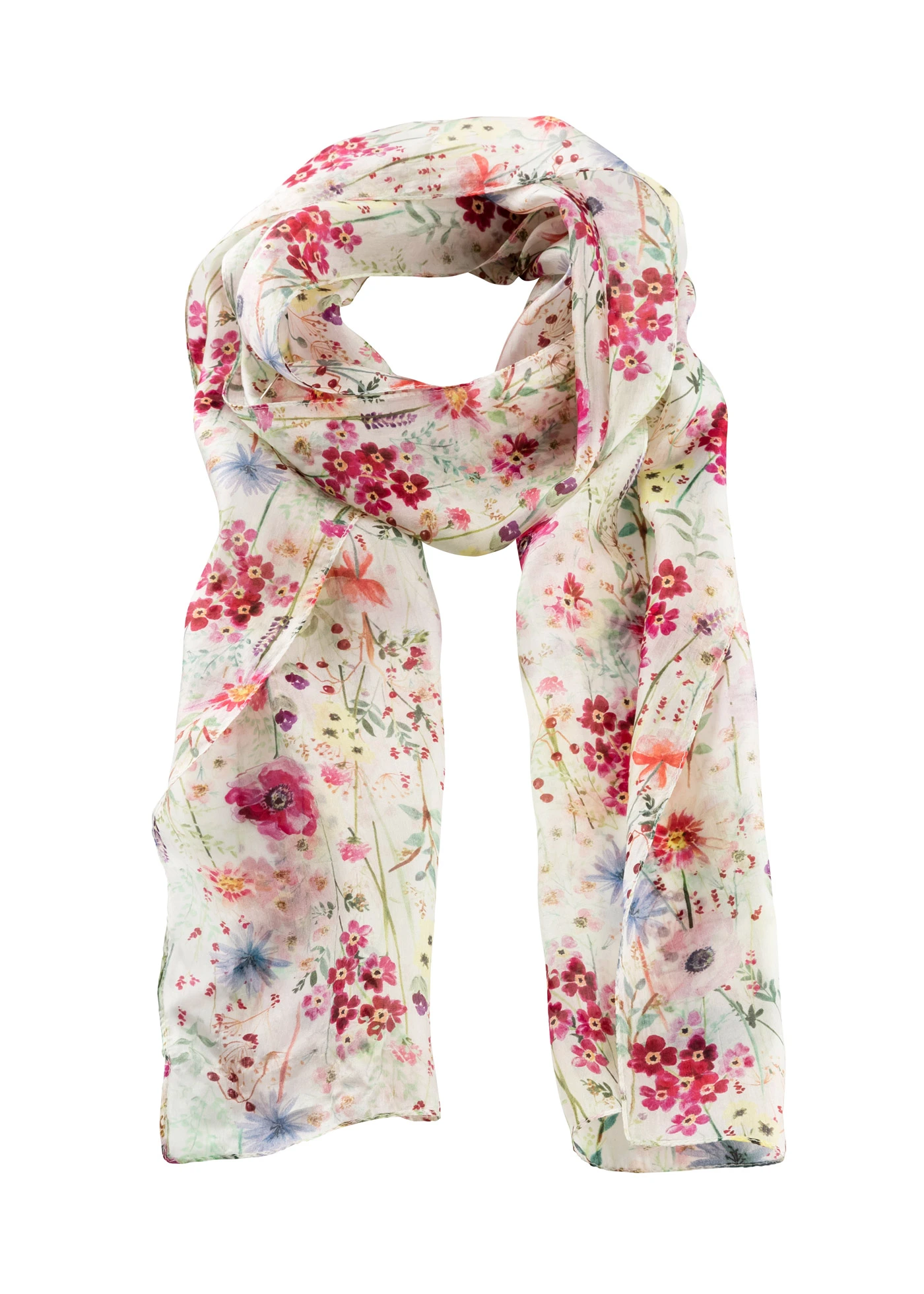 Şal de mătase • crem floral • magazin bonprix