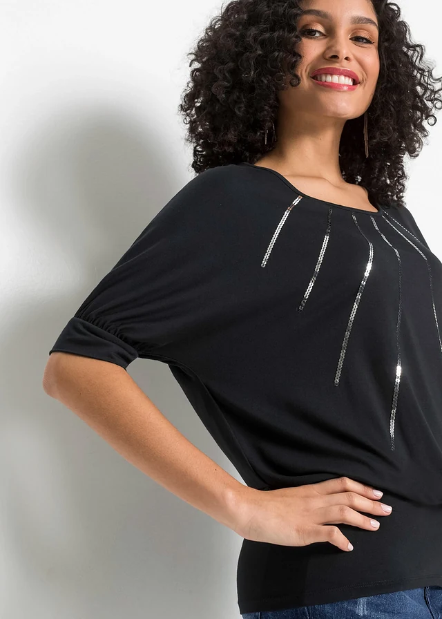 Shirt in een soepele viscosemix • zwart metallic • product-page.page-title-suffix