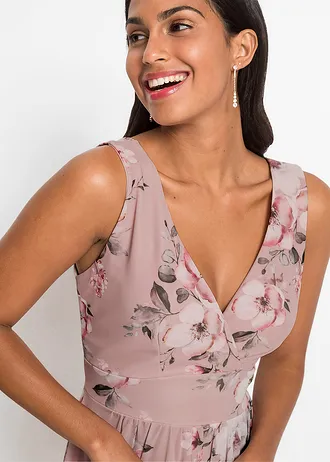 Robe courte à décolleté plongeant • rose floral • Boutique bonprix
