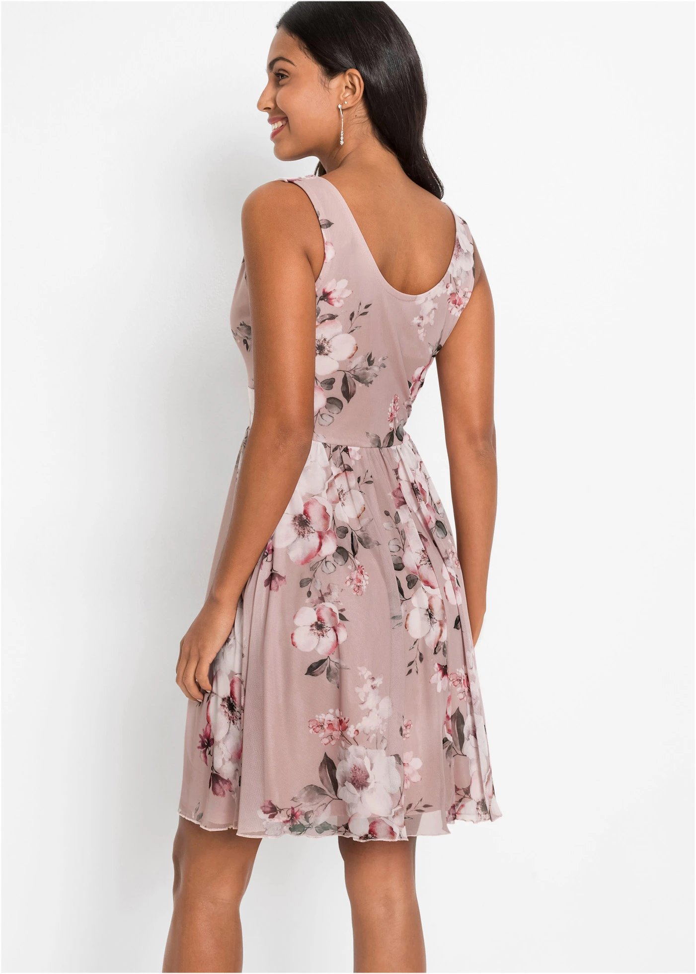 Robe courte à décolleté plongeant • rose floral • Boutique bonprix