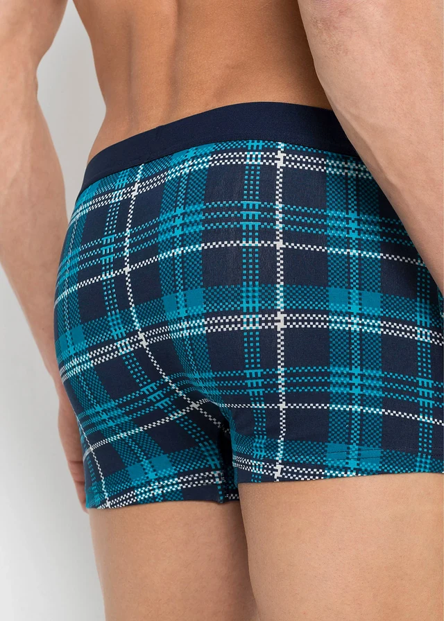 Lot de 3 boxers coton • bleu carreaux + turquoise • product-page.page-title-suffix