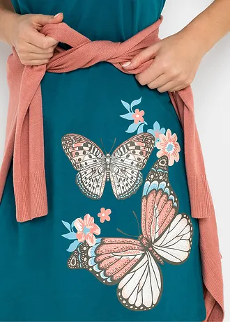 Kort nachthemd van puur katoen • zeeturkoois met print • bonprix online shop