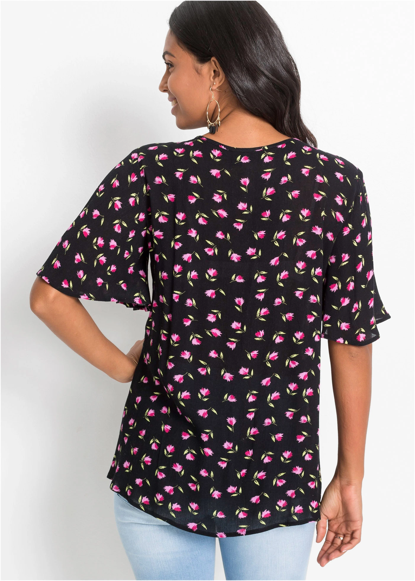 Tuniek van 100% viscose • zwart gebloemd • bonprix online shop