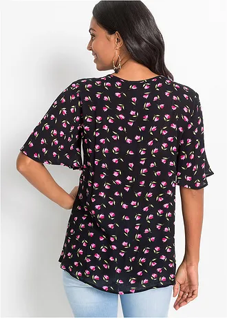 Tunică din viscoză 100% • negru înflorat • magazin bonprix