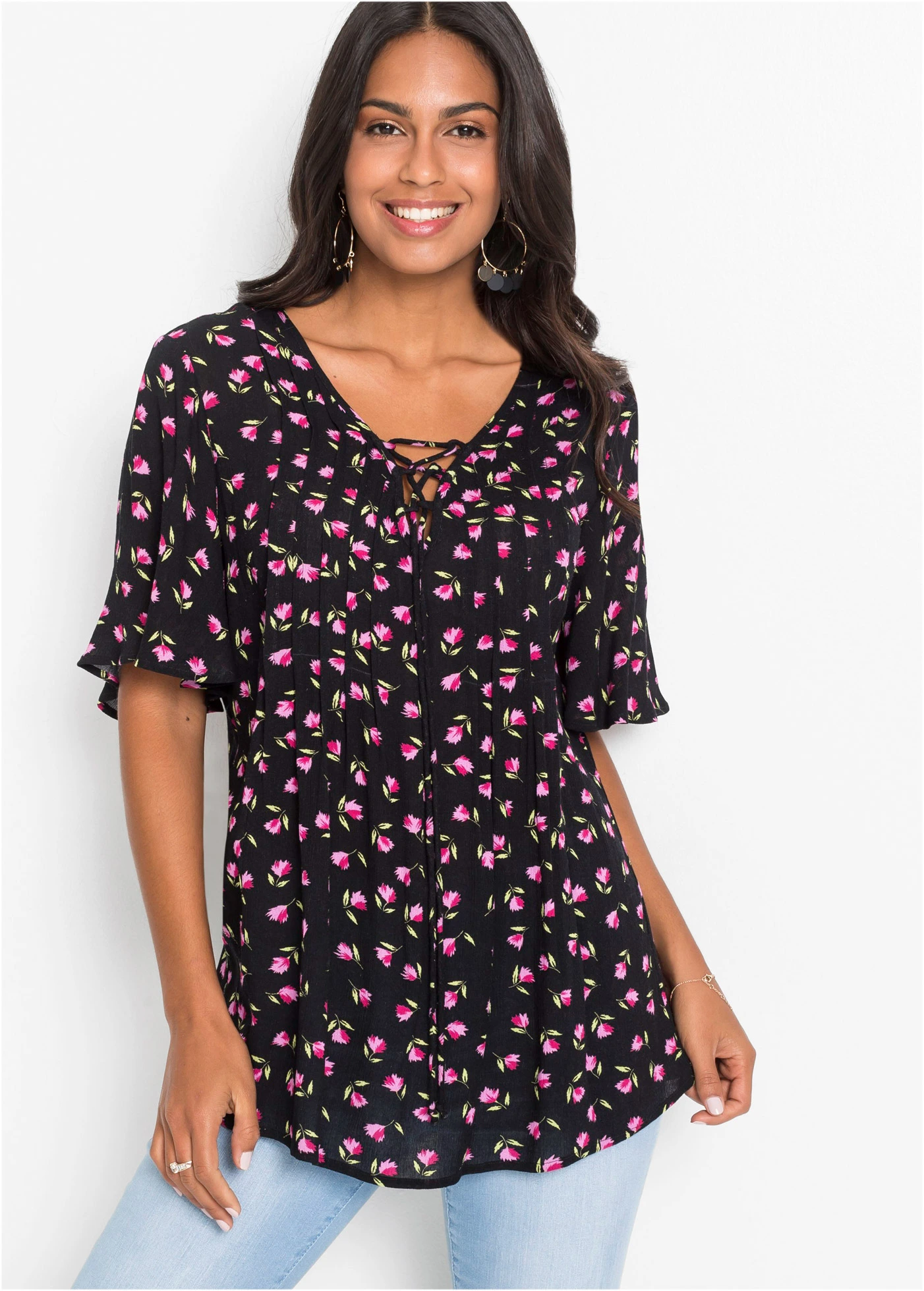 Tunique 100% viscose • noir floral • Boutique bonprix