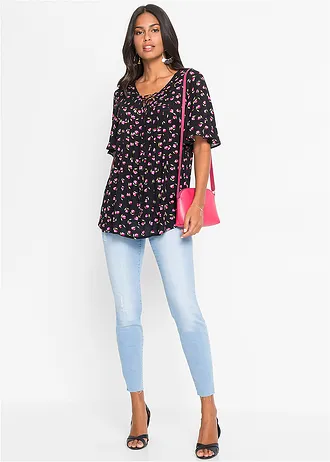 Tuniek van 100% viscose • zwart gebloemd • bonprix online shop