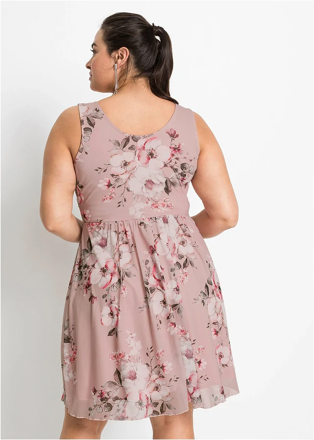 Robe courte à décolleté plongeant, Couleur: rose floral