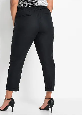 Pantalon en lin mélangé, Couleur: noir