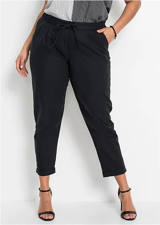 Pantalon en lin mélangé, Couleur: noir