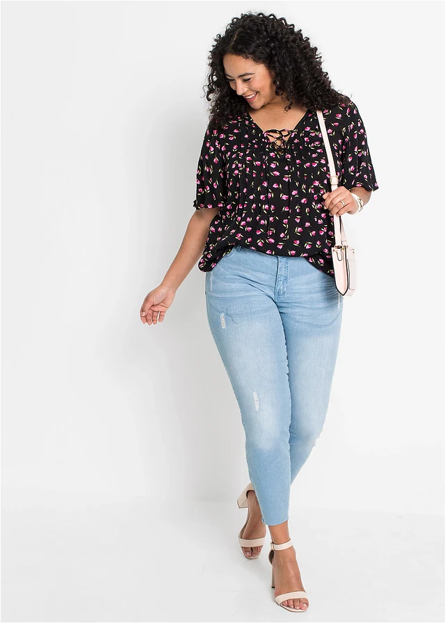 Tunique 100% viscose, Couleur: noir floral