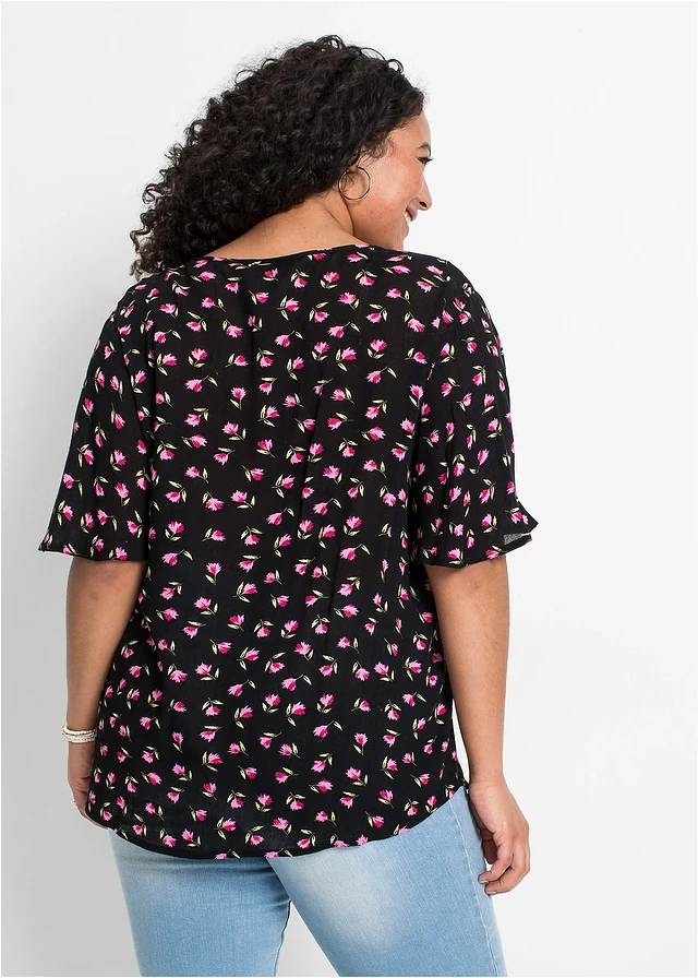 Tunique 100% viscose, Couleur: noir floral